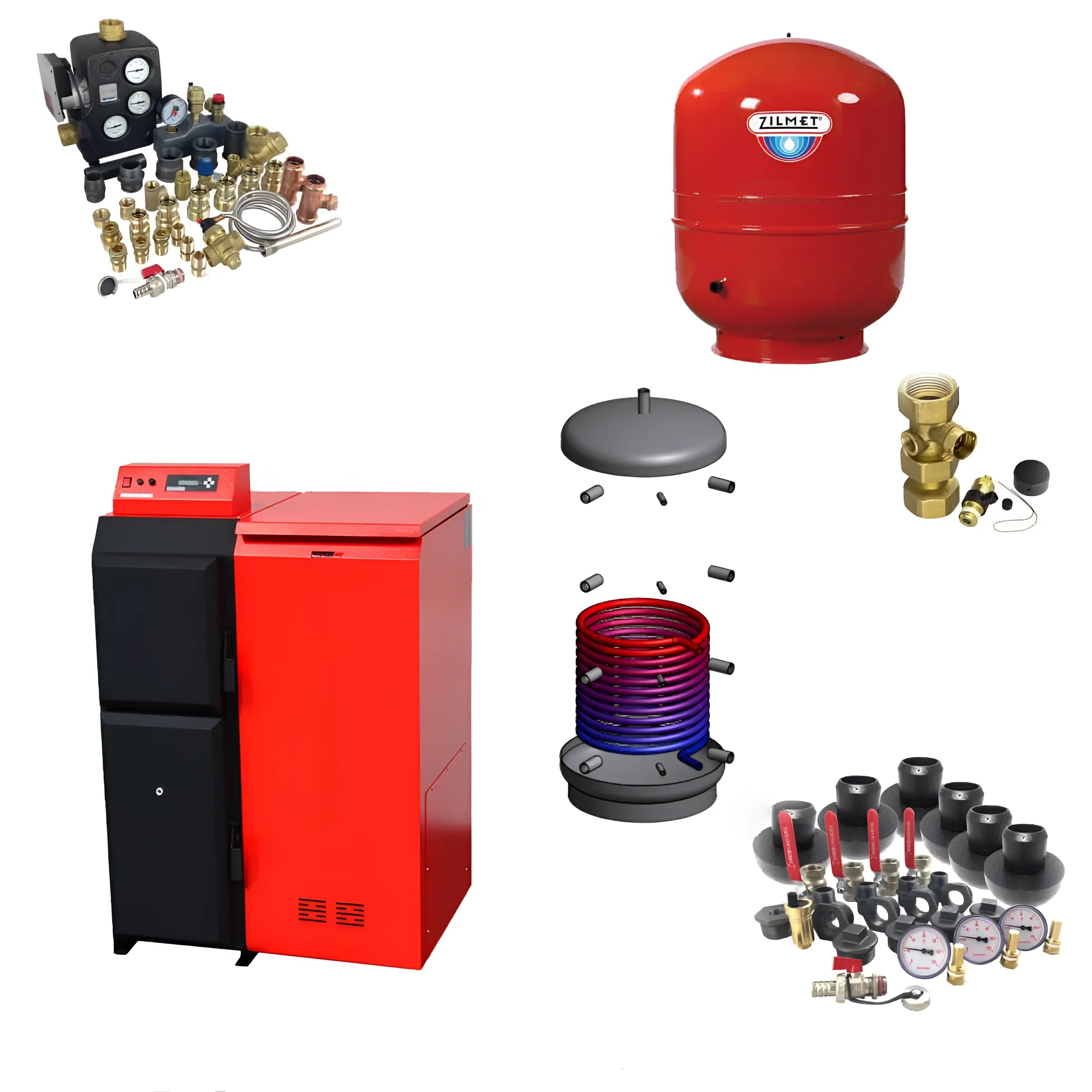 Heating system components of Pelletheizung Pelling 25/135 komplettpaket thermoflux mit 150 Liter Pufferspeicher und höchster Sicherheit