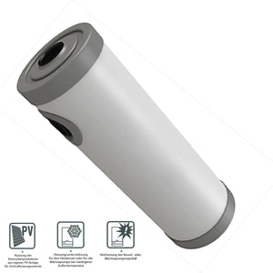 Weiße zylindrische Tank mit grauen Enden für Durchlauferhitzer MDC 230 plus