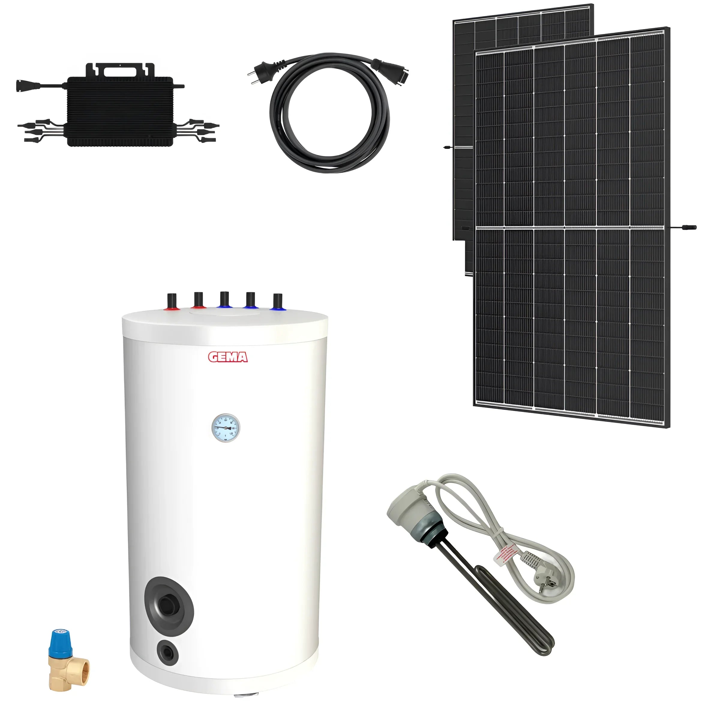 Solarwasserheizungssystem für Warmwasser mit Photovoltaik Heizstab in hochwertiger Ausführung