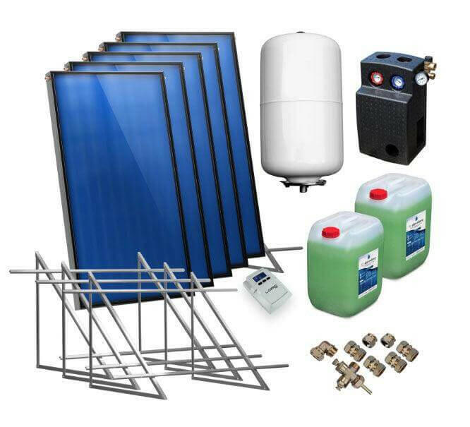 Solarpaket Flachkollektoren AMX2.51 12.65 m² für Flachdach.
