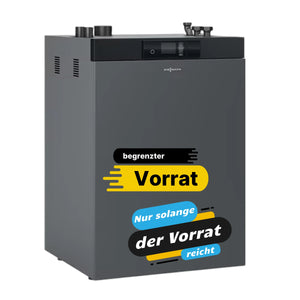 Graue Heizungsanlage vom 12 kW Viessmann Pelletkessel Vitoligno 300-C