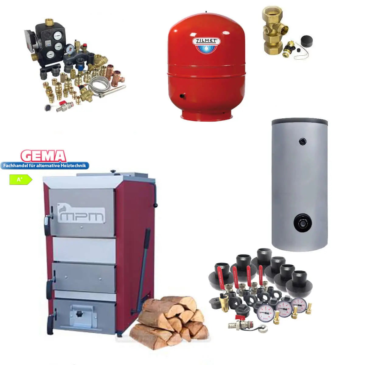Heizungssystem-Komponenten im Heizkessel plus Hygienespeicher Komplettpaket Heizkessel plus.