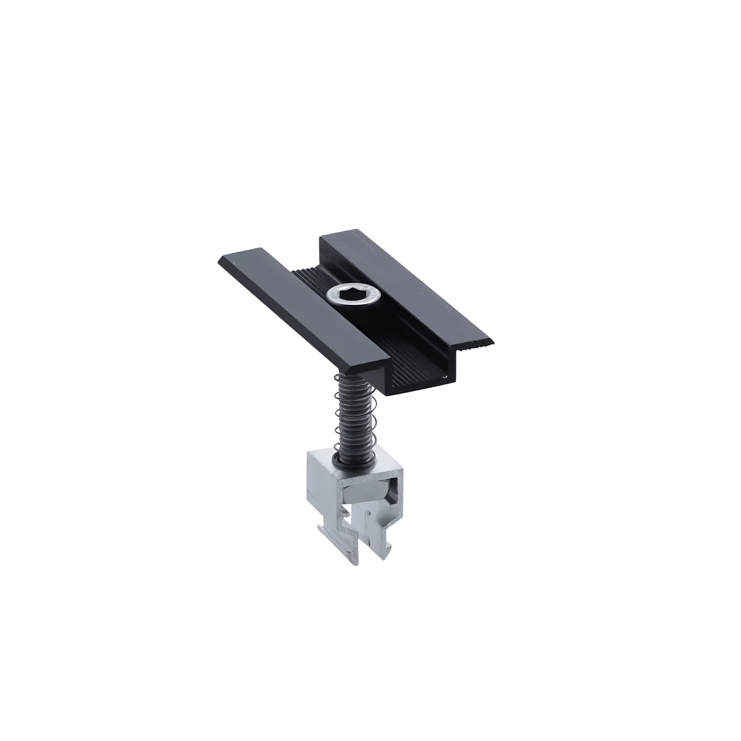 ☀️ PV-Montageclip für Solaranlagen mit Schraube und Feder - schwarz, robust und langlebig.