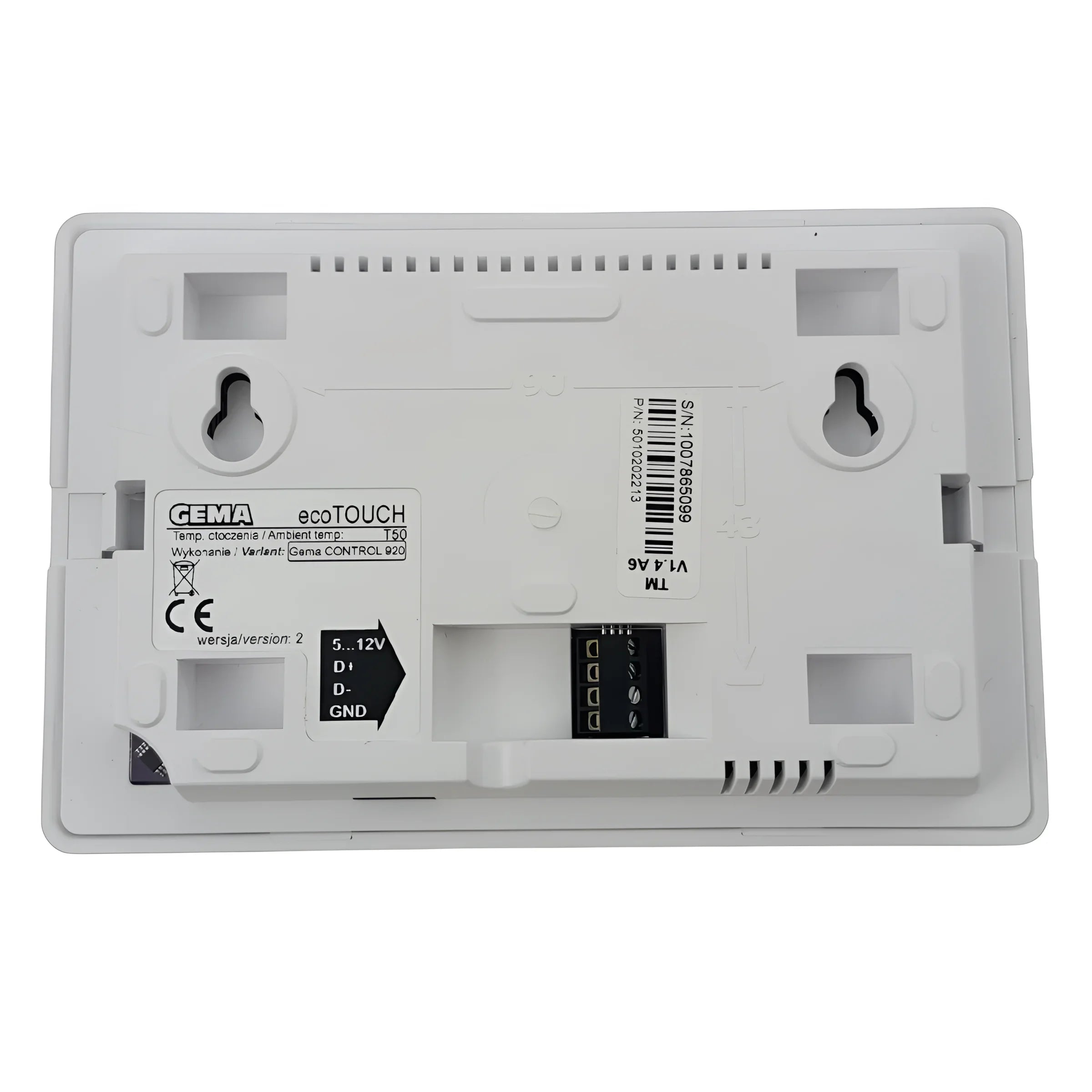 Weiße elektronische Steuerbox mit Verbindungspunkten für Witterungsgeführte Heizungssteuerung Gema Control 920 universal