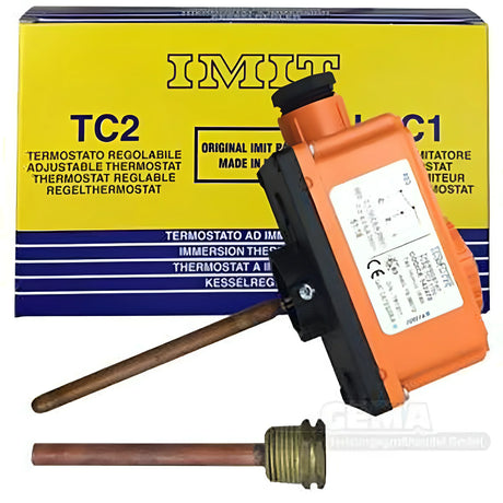 Regelthermostat inkl Tauchhülse für automatische Temperaturregelung 0°C-90°C.