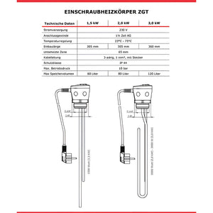 Elektro-Heizstab  INCOLOY 825  2 | 3 kW.