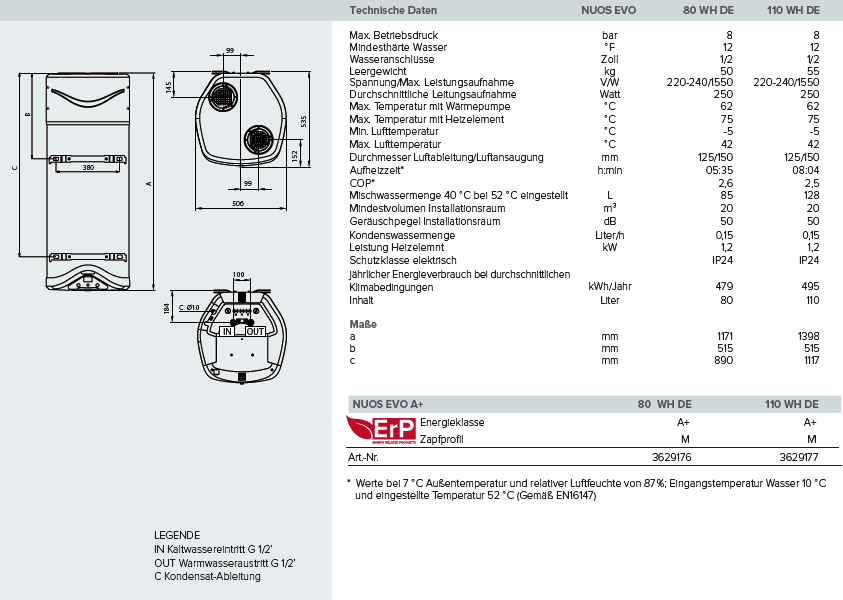 Värmepump för dricksvatten Ariston Nuos Primo 100 --PV-lämplig--