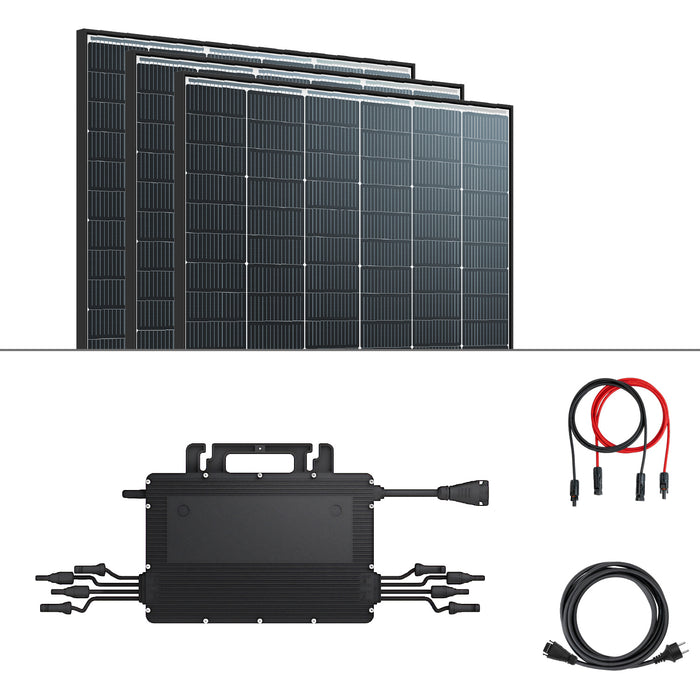 Balkongkraftverk 1740Wp 4xTrina Solar Modul Hoymiles HMS-1600-4T Mikroväxelriktare Komplettset Svart Ram