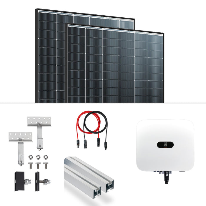 PV Komplettpaket Huawei 8kW Snedtaksmontage Trina 435 Vertex S+ Svart Ram Modul