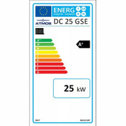 GEMA Shop Energieeffizienzlabel A+ für den ATMOS DC25GSE Holzvergaserkessel mit 25 kW Leistung