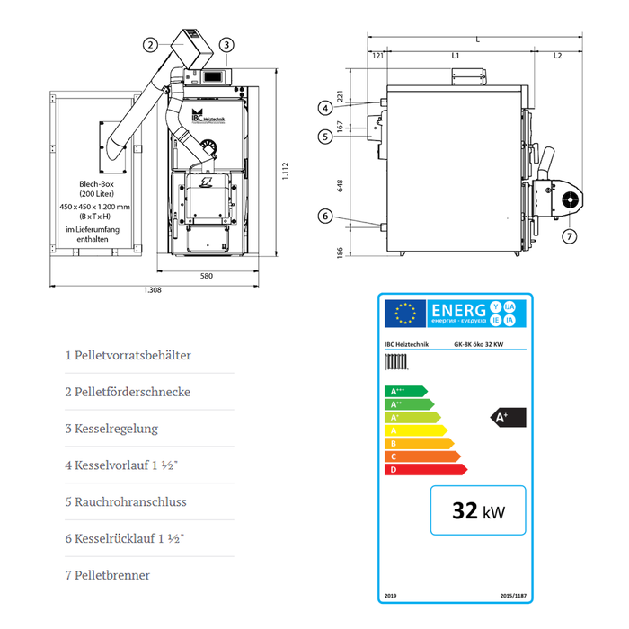 Pelletvärmepump IBC GK 8 öko 32 kW (stödmottagande)