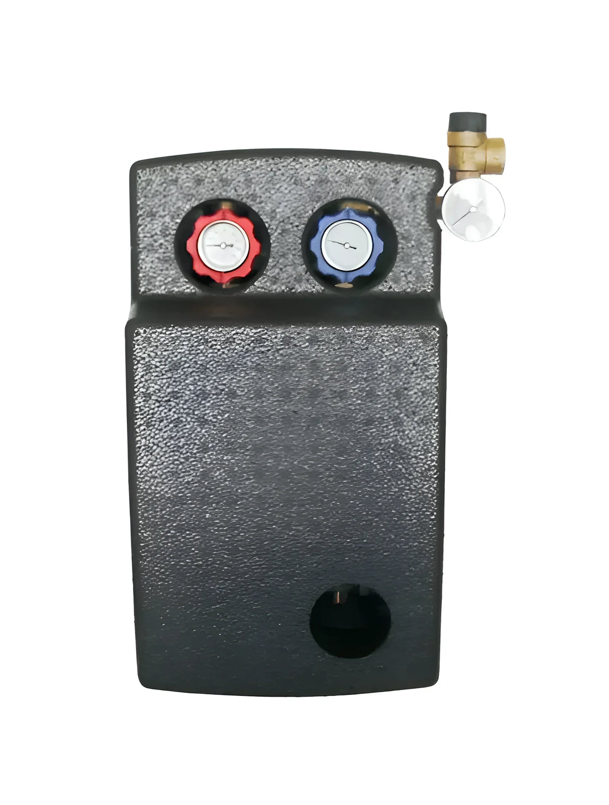 Hygienespeicher mit Temperaturreglern in Rot und Blau, effiziente Heizlösung, Heiztechnik und Energieverbrauch.